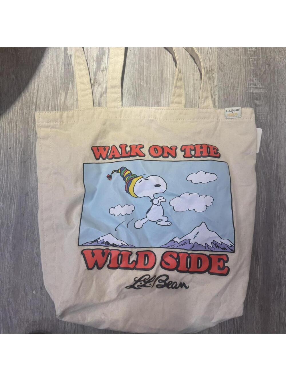 LL Bean Peanuts Snoopy Walk on the Wild Side Canvas Tote Bag
